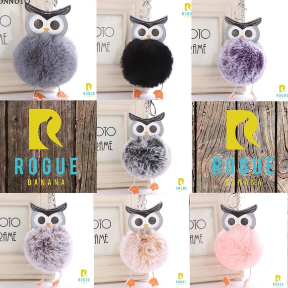 🆕Purple Owl Gray Pom Silver Keychain Bag Charm🦉 - Picture 2 of 4